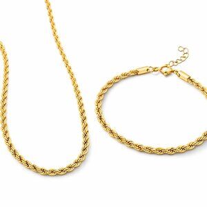 18K ION Plated Rope Chain Set • 3mm • 24" Necklace & 8.5" Bracelet